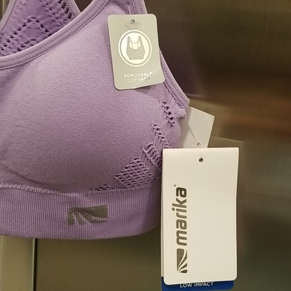 💕MARIKA💕 Seamless Mesh Back Sports Bra ~ Violet XS NWT - Picture 10 of 13